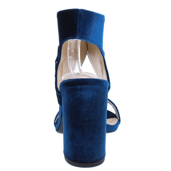 Blue Velvet Chucky Heel Sandals - Picture 3 of 3